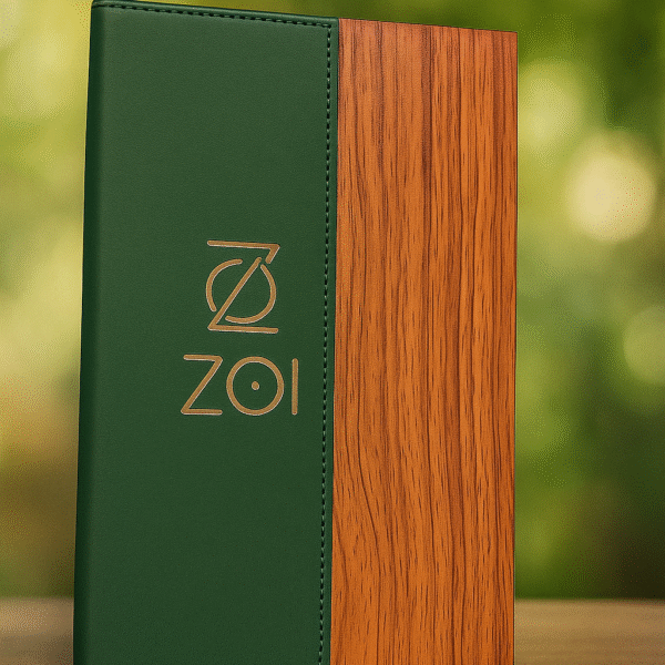 High-End Green Colored Wooden Menu
