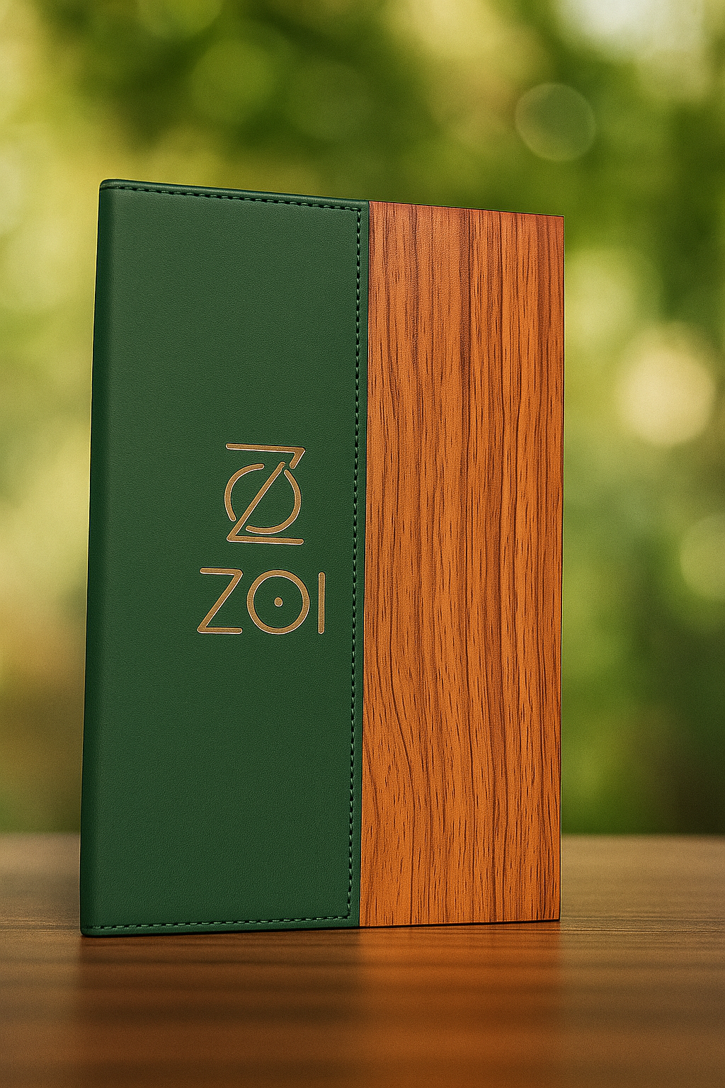 High-End Green Colored Wooden Menu