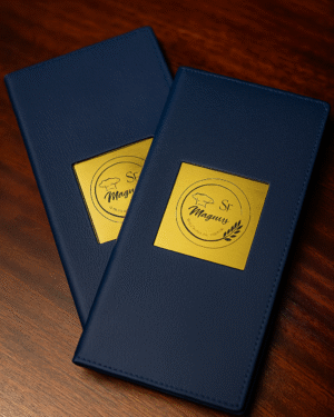 Imported Blue Restaurant Menu Folder