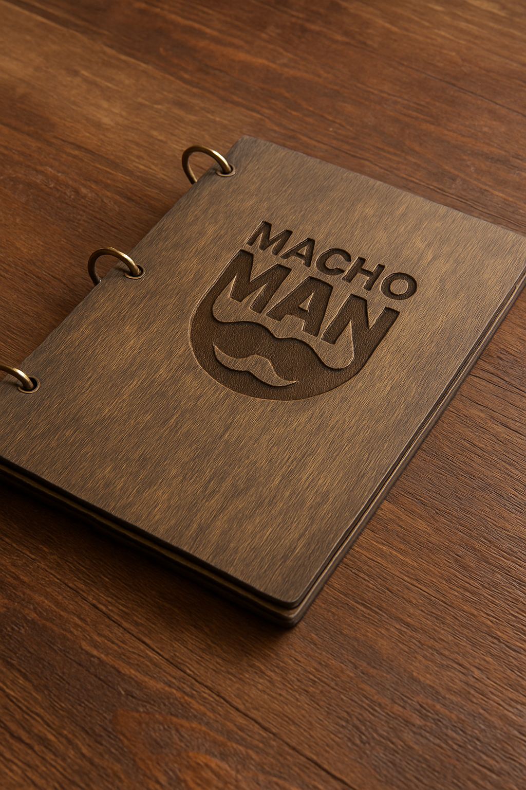 Rustic Brown Wooden Menu Folder