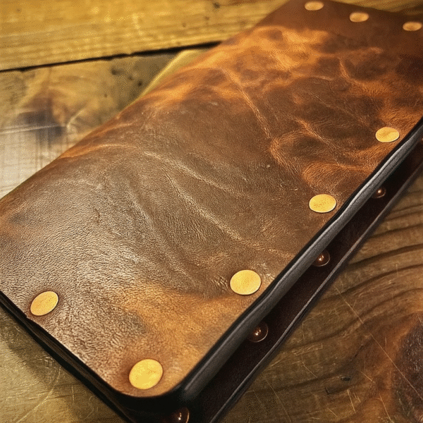 Fine Dining Pure Leather With Golden Rivets Bill Book