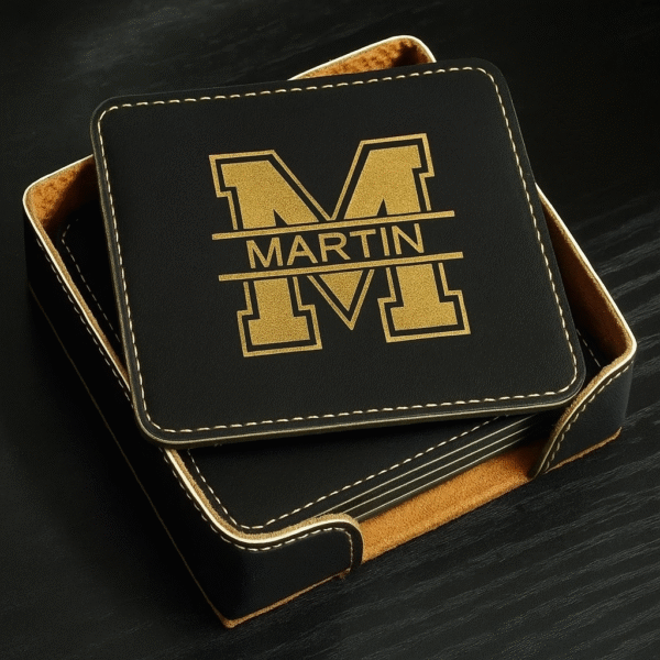 Gold Letter M Coaster Set Of 4