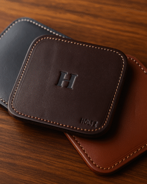 Bold H Cut Leather Coaster