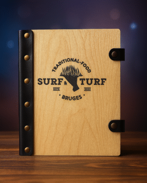 Luxury Wooden Menu File With Straps