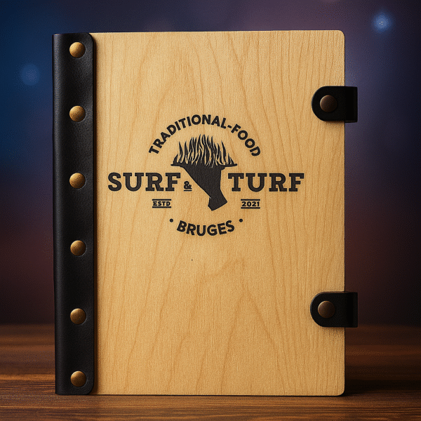 Luxury Wooden Menu File With Straps