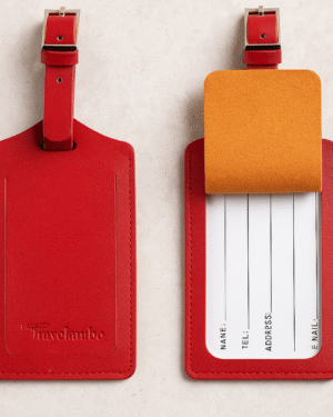 ID Tag with Bold Red Strap