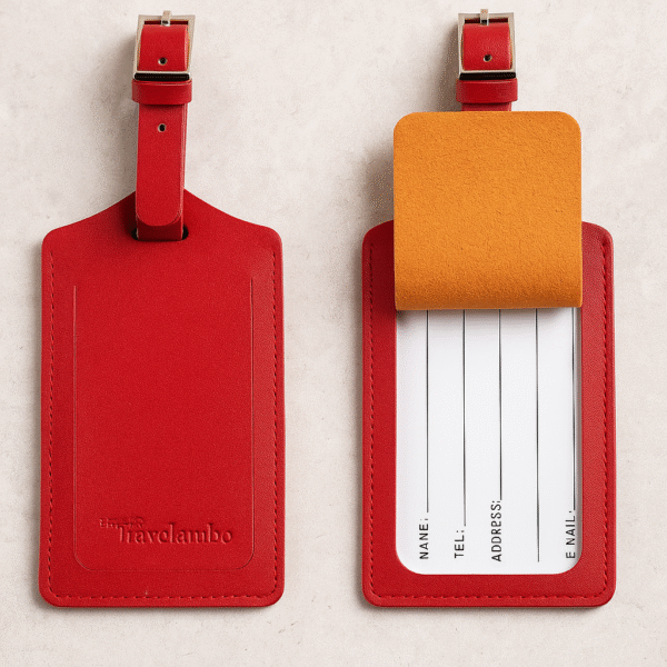 ID Tag with Bold Red Strap