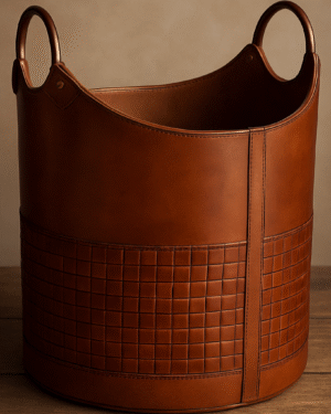 Leather Storage Basket With Handles