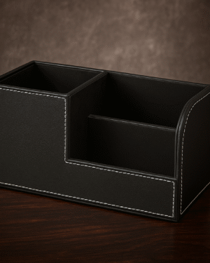 Black Leather Desk Organizer