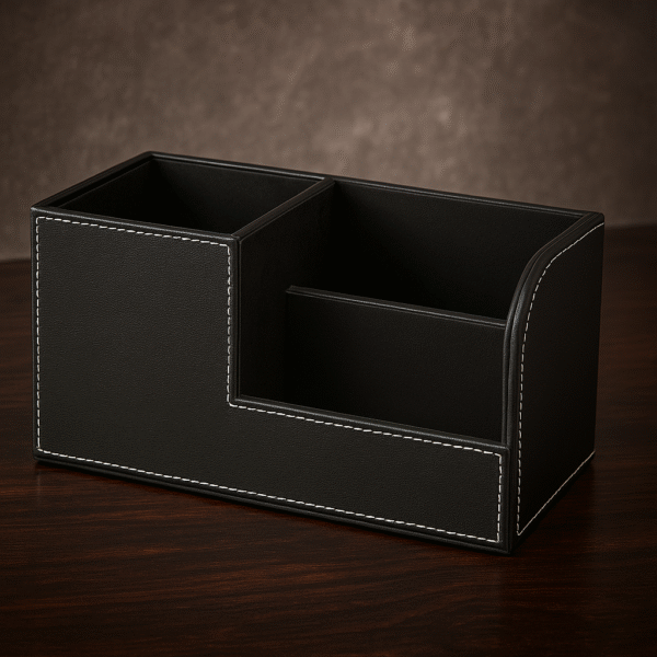 Black Leather Desk Organizer