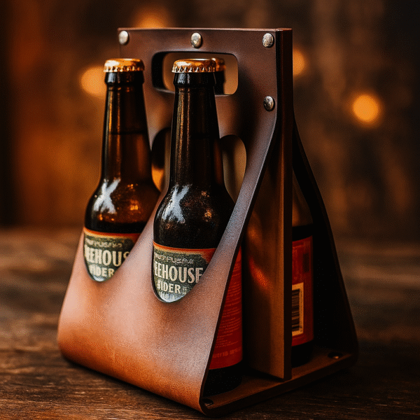 Bottle Carrier with Leather Grip