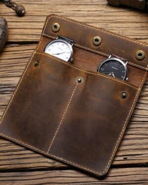 Dual Slot Premium Leather Watch Cover