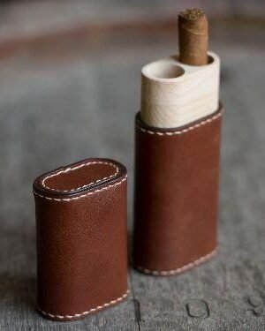 Double Cigar Leather Pouch