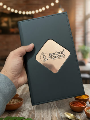 Black Menu Folder With Rosegold Plating