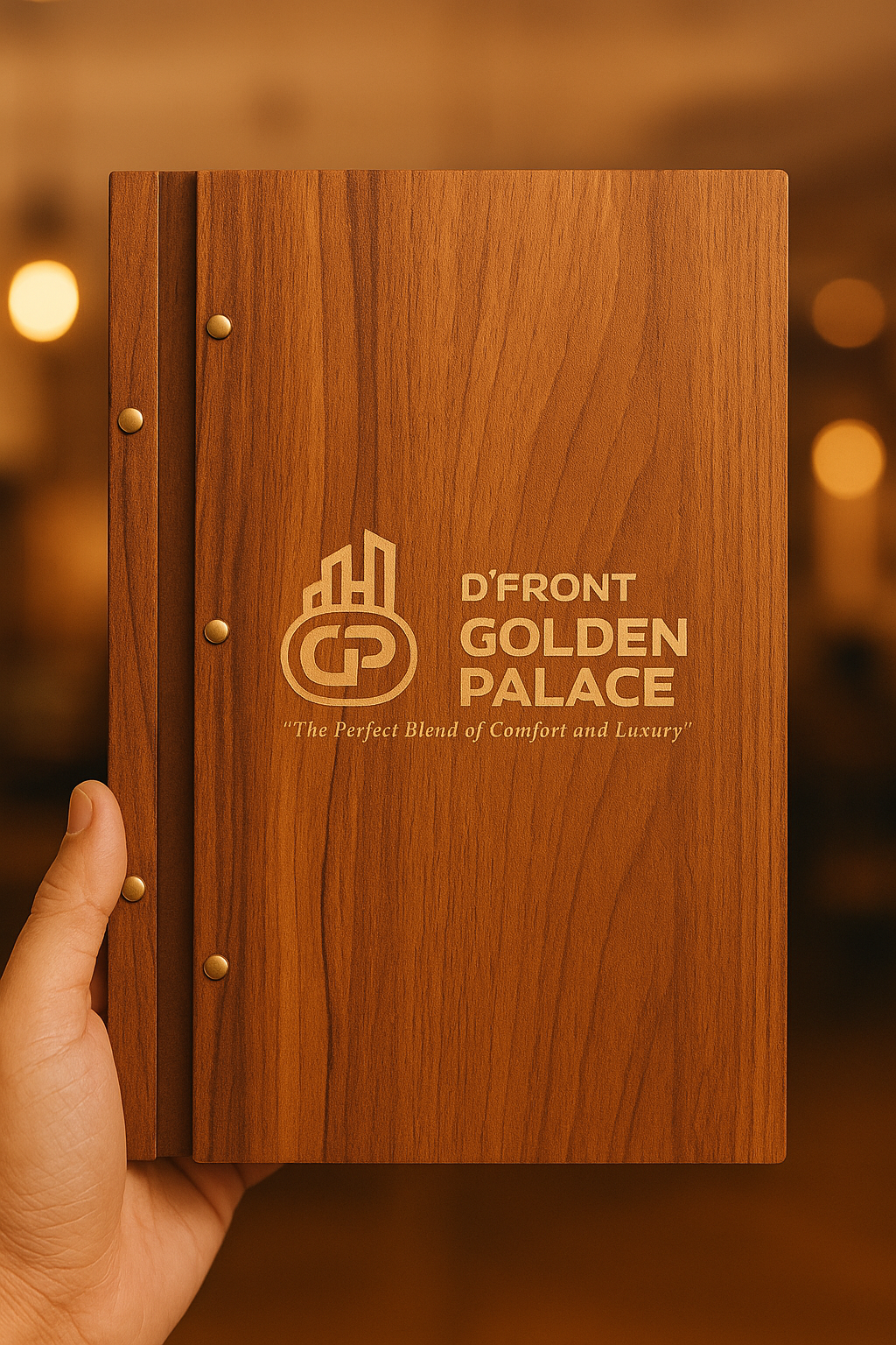 Walnut Wooden Menu With Lazer Marking