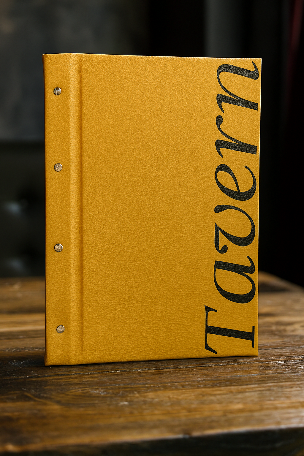 Mustard PU Luxury Menu With Brass Screws