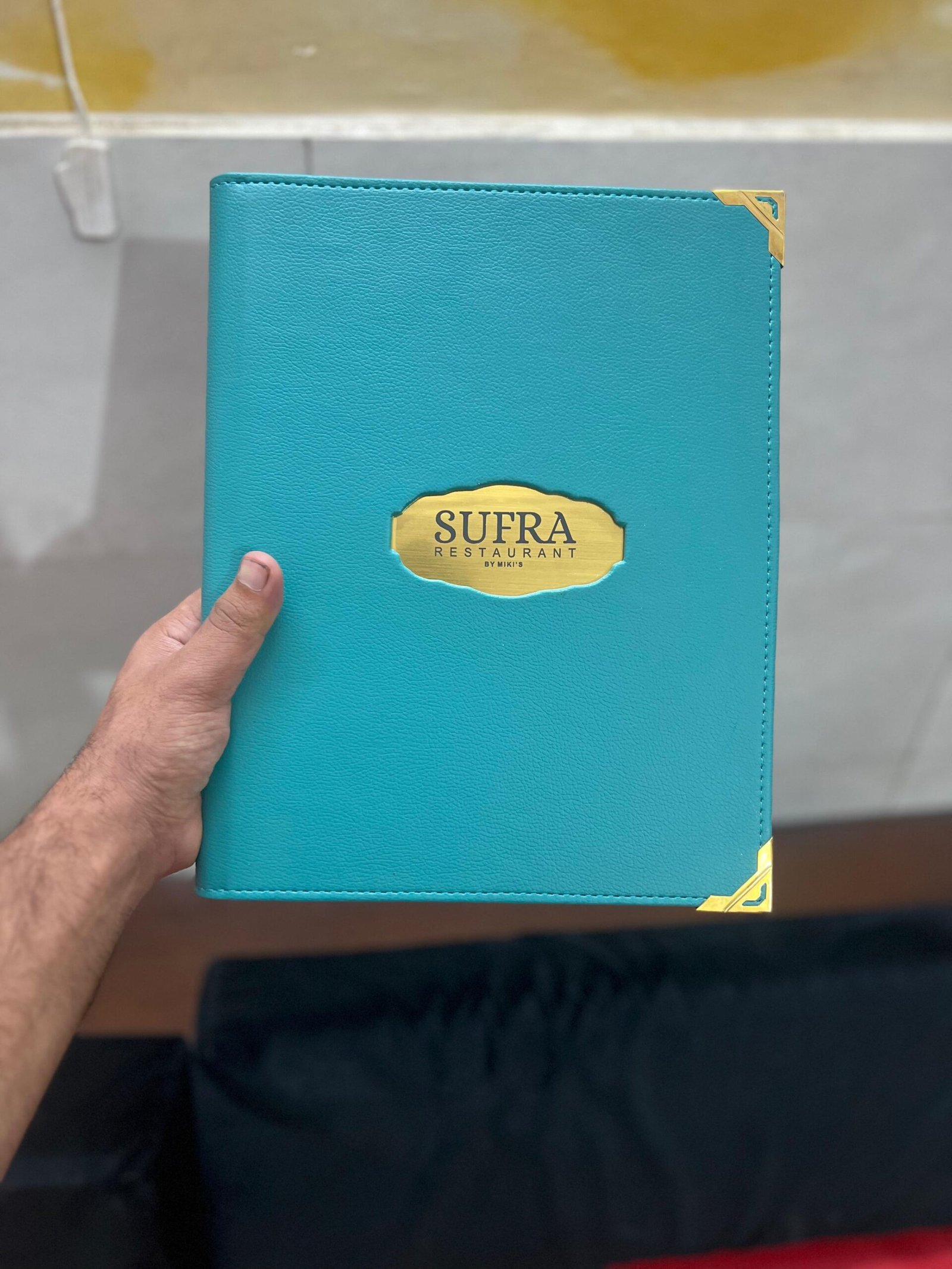 Second image of Teal Blue Menu Folder With Golden Edges