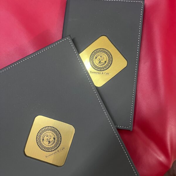 Luxury Black Menu Folder With Golden Plating